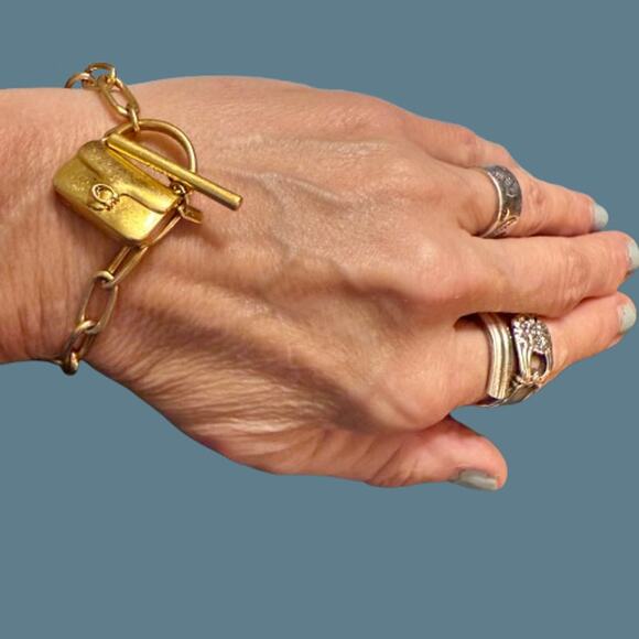 🎉HP!🎉Coach Tabby Purse Charm Brass Link Bracelet - Picture 8 of 12